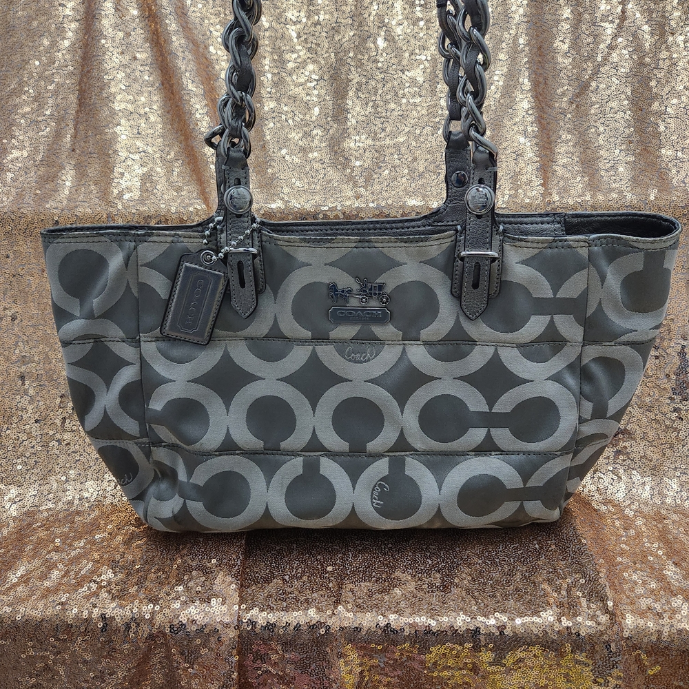 Coach Silver Logo Tote Bag